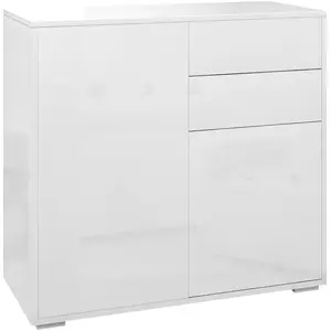 HOMCOM Commode Buffet Meuble de Rangement 2 tiroirs 2 Portes avec étag... pas cher