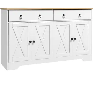 HOMCOM Buffet 2 portes multi-rangement style rural chic blanc aspect bois