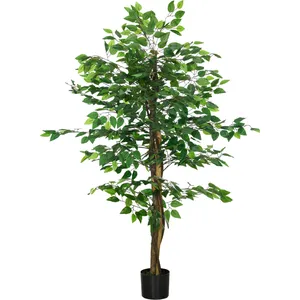 Comparateur de prix : HOMCOM Arbre artificiel plante artificiel ficus hauteur 1,5 m tronc branches liane lichen feuilles grand réalisme pot inclus