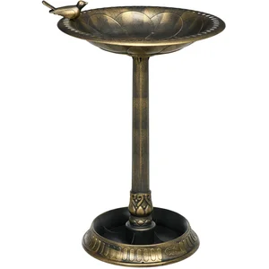 Comparateur de prix : Outsunny Bain d'oiseaux abreuvoir pour oiseaux jardinière 3 en 1 dim. Ø 50 x 72H cm PP bronze antique