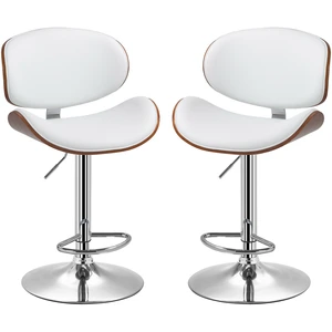 HOMCOM Lot de 2 tabourets de bar réglable Tabouret de bar blanc revêtement synthétique 53x52x92-112 cm Aosom France pas cher