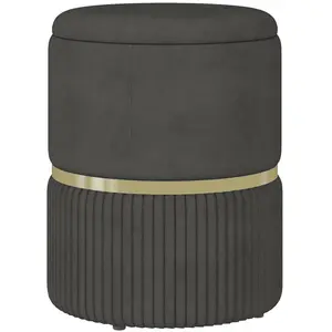 HOMCOM Pouf Coffre Velours Gris Côtelé Élégant pour Salon et Chambre avec Rangement Compact   Aosom France