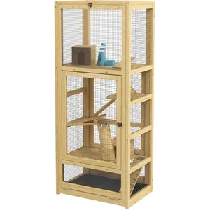 PawHut Cage pour hamsters ou petits animaux en bois 5 niveaux avec éch... pas cher
