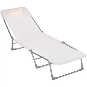 Outsunny Bain de soleil transat chaise longue inclinable pliable avec ... pas cher