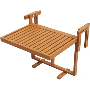Outsunny Table de balcon suspendue en bois pliable plateau rectangulai... pas cher