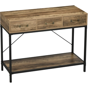 HOMCOM Table console table d'appoint d'entrée industriel 3 tiroirs 1 p... pas cher