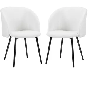 HOMCOM Lot de 2 chaises de salle à manger avec dossier en tissu pieds ... pas cher