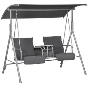 Comparateur de prix : Outsunny Balancelle de jardin 2 places auvent inclinable tablette cent...
