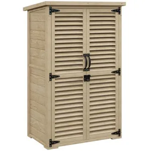 Outsunny Armoire de jardin abri de jardin 2 portes persiennes 2 étagèr... pas cher