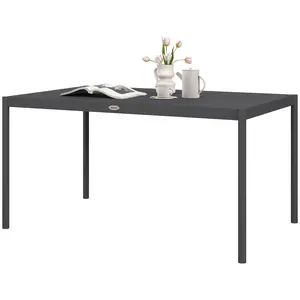 Outsunny Table de jardin rectangulaire pour 6 personnes en aluminium p... pas cher