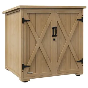 Outsunny Armoire de jardin 2 portes croisillons étagère toit bitumé bo... pas cher