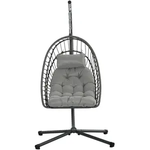 Outsunny Fauteuil suspendu de jardin chaise hamac résine tressée panie...Vendu paraosom