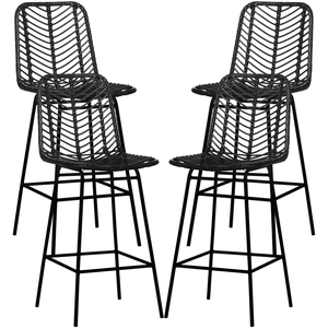 HOMCOM Lot de 4 tabourets de bar design bohème hauteur 66 cm avec repo... pas cher