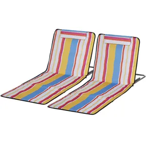 Outsunny Lot de 2 tapis de plage pliants avec dossier réglable 5 posit... pas cher