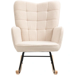 HOMCOM Fauteuil à bascule rocking chair revêtement en imitation cachem... pas cher