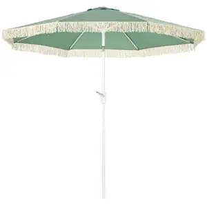 Comparateur de prix : Outsunny Parasol inclinable de jardin style bohème à franges polyester vert