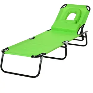 Outsunny Chaise Longue Pliante Verte Confort Lecture Jardin   Aosom France pas cher