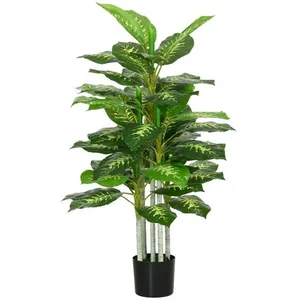 Comparateur de prix : Plante artificielle calathea HOMCOM hauteur 120 cm pot ciment 53 feuil...