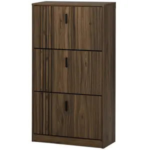 HOMCOM Meuble à chaussures à 3 abattants 18 paires grande capacité pour entrée couloir salon 63 x 24 x 117 cm noyer foncé pas cher