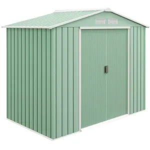 Outsunny Abri de jardin remise pour outils avec fondation acier vert clair pas cher