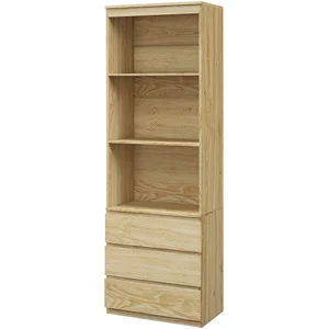 HOMCOM Bibliothèque haute de 180 cm avec 3 étagères et 3 tiroirs dim. ... pas cher