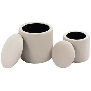 HOMCOM Lot de 2 poufs tabourets repose-pieds coffre de rangement en ti...Vendu paraosom