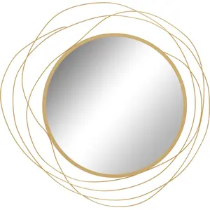 Homcom - Miroir Rond Design Moderne Ø 65 Cm Métal Filaire Doré