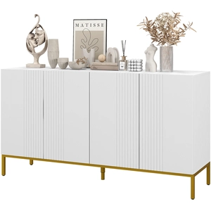 HOMCOM Buffet design contemporain graphique 2 placards porte étagères ... pas cher
