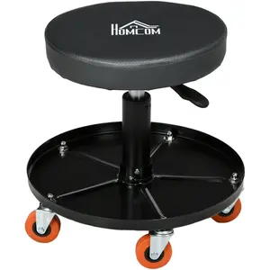 HOMCOM Tabouret de mécanicien siège pivotant hauteur réglable plateau ...