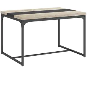 HOMCOM Table à manger 6 places style industriel métal noir aspect bois clair