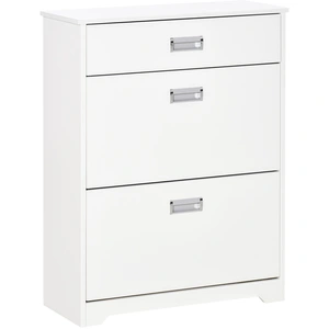 HOMCOM Meuble à chaussures avec 2 tiroirs rabattables étagère réglable + 1 tiroir jusqu'à 16 paires 70L x 29l x 92H Blanc pas cher