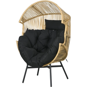 Outsunny Fauteuil de jardin cocon sur pied résine effet rotin coussins... pas cher
