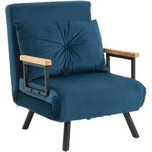 HOMCOM Fauteuil convertible 3 en 1 lit 1 place dossier 5 positions, ac...