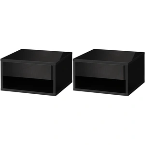 HOMCOM Lot de 2 Tables de Chevet Murales Noires avec Tiroir Coulissant et Niche Design Moderne Aosom France pas cher