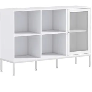 HOMCOM Buffet meuble de rangement 4 compartiments ouverts et 1 placard... pas cher