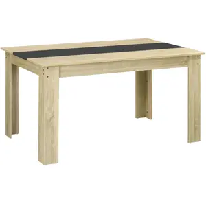 HOMCOM Table à manger rectangulaire 6 personnes aspect chêne clair noir