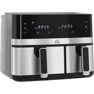 Friteuse à air sans huile HOMCOM air fryer double compartiment 8,5 L -... pas cher