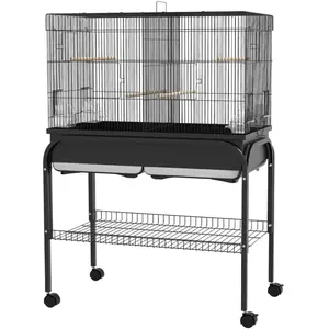 PawHut Grand cage oiseaux cage perroquet avec support roulettes pour c... pas cher