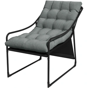 Outsunny Chaise de jardin fauteuil d'extérieur avec coussin cadre en a... pas cher