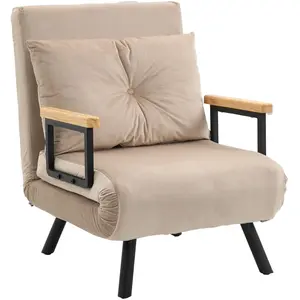 HOMCOM Fauteuil convertible 3 en 1 lit 1 place dossier 5 positions, ac... pas cher