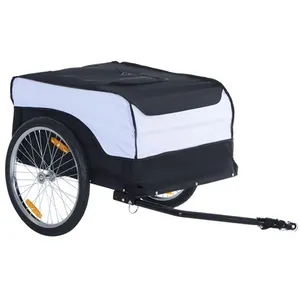 Remorque à vélo cargo - HOMCOM - châssis en acier - avec couvercle amo... pas cher