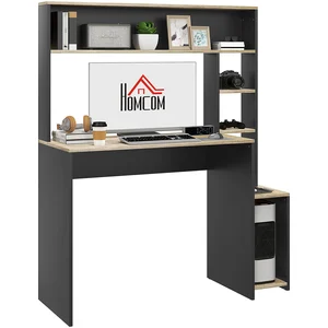 HOMCOM Bureau multi-rangements avec étagères, support pour unité centr... pas cher