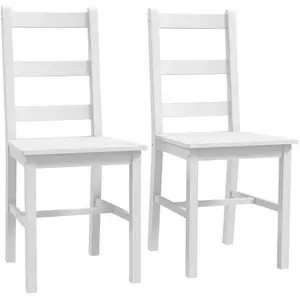 HOMCOM Lot de 2 chaises de salle à manger en bois massif de pin chaise... pas cher