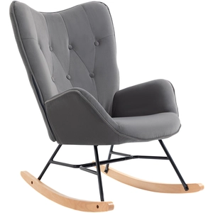 HOMCOM Fauteuil à Bascule Oreilles Rocking Chair Grand Confort accoudo... pas cher