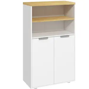 Comparateur de prix : KLEANKIN Meuble bas salle de bain - 2 portes, étagère, 2 niches - dim. 60l x 30l x 102h cm - blanc bois clair