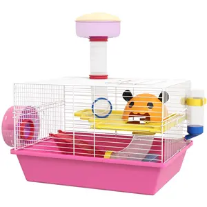 PawHut Cage à hamster rat rongeur multicolore avec plateforme, biberon... pas cher