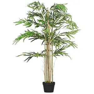 Outsunny Bambou artificiel 4 pieds H.1,15 m 730 feuilles denses réalistes pot pas cher