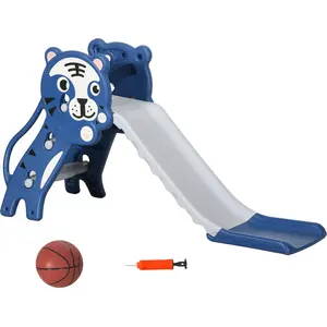 Comparateur de prix : AIYAPLAY Toboggan enfant panier basket design tigre 18-36 mois usage intérieur - balle, pompe incluses - pe bleu gris