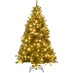 HOMCOM Sapin de Noël Artificiel 180 cm arbre de Noël lumineux LED blan... pas cher