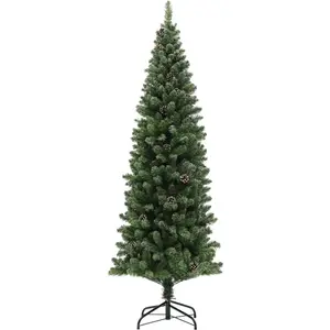 Non communiqué Sapin de Noël artificiel H.180 cm 618 branches 50 pommes de pin effet enneigé blanc vert